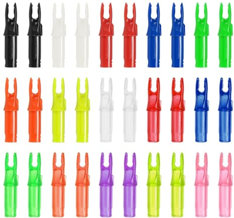 PATIKIL Archery Arrows Nocks 6.2mm, 30 Pack Plastic Insert Arrow Nock Replacement Arrow Tails for Hunting Shooting Compound Recurve Bow, Multicolor