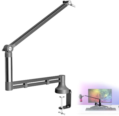 Bras de microphone, support de microphone réglable pour podcast, bras de microphone avec support de téléphone pour enregistrement en streaming