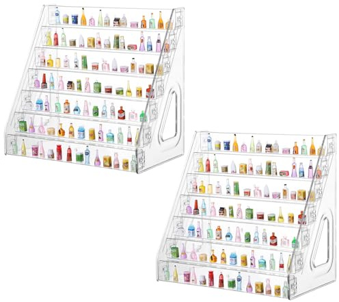 2 Pack 7 Layers Mini Brand Organizer Acrylic Display Rack for Mini Brands Collector Toys of Mini Brand Display Large Capacity Desktop for Small Miniature Collectibles,Mini Brand Not Included