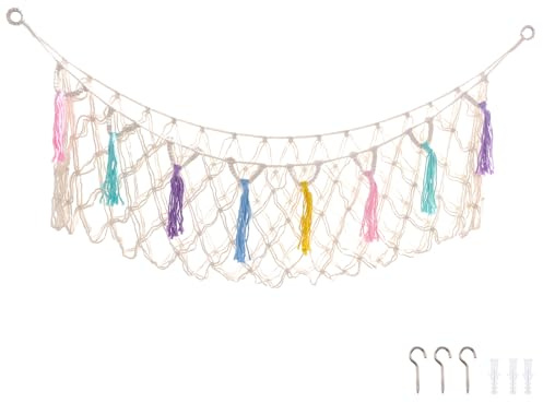 Stuffed Animal Hammock Cuddly Toy Net with Hook for Bear Plush Toy Hammock for Girls Bedroom Décor | 150 * 40cm (colored)