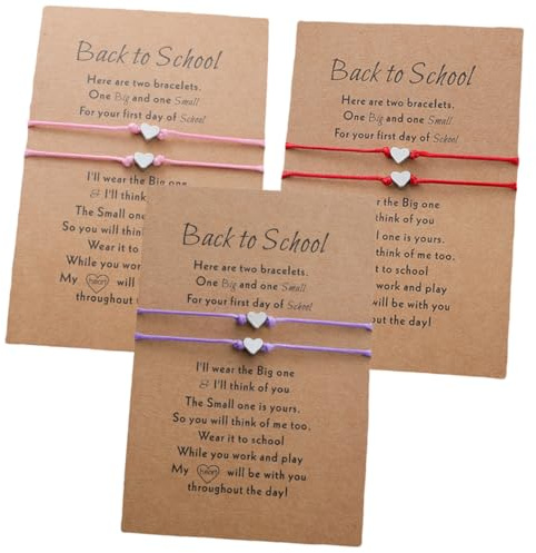Tofficu 3 ensembles Set de Bracelets Tressés Ajustables pour et Fille Rentrée Scolaire Design Élégant et Couleurs Rouge Rose