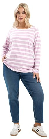 Yours Curve Pink Stripe Long Sleeve T-Shirt - Women's - Plus Size Curve