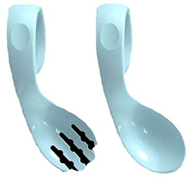 Riuulity Cucchiaio Pieghevole per Bambini Cucchiai da Allenamento a Forma di per Bambini Cucchiaio Curvo per Mangiare da Soli per Piccoli, Materiale PP, Rosa (BLUE)