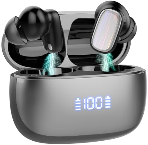 Conyat AI Auriculares Traductor de Idiomas, Auriculares traductores en Tiempo Real En 164 Idiomas con App y ENC Mic, Negro Brillante