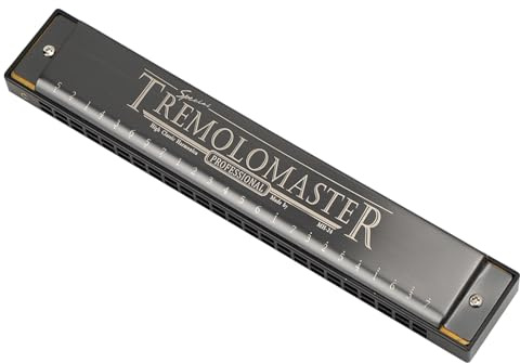 RASTKY Armonica Diatonica Polifonica Chiave C Armonica a 24 Fori, Design Nero Abbagliante, Pezzo Sonoro in Bronzo Fosforoso per Prestazioni Stabili, Ideale per gli Studenti (nero opaco)