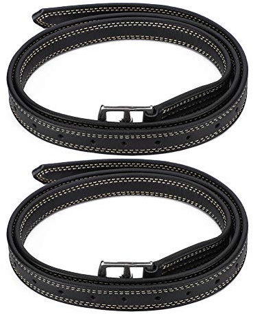 Shuoshenm Correa de Estribo para Caballos de Silla británica, Correa de Estribo de Cuero con Hebilla de Acero Inoxidable, Correa de cincha Ecuestre de Microfibra Suave para Montar Caballos, (Negra)