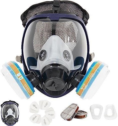 Trudsafe 6800 Masque Respiratoire Intégral Réutilisable, Masque anti Poussiere, Masque a Gaz, masque respiratoire avec filtre à vapeur organique, Masque pour Peinture, Masque a Gaz Integral
