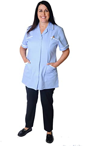 Skywear T70 Healthcare Beauty Tunics Woman Girls Ladies Tops Office Uniform Shirts Top, SkyWhite, 12