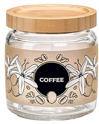 Bormioli 93339 1 Barattolo Contenitore da Cucina in Vetro Tappo in Bamboo Caffe' 750 ml