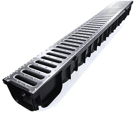 Entwässerungsrinne STAHL A15 Garage-Set 12 Meter Kit Midi-Kanal Rinne DAKOTA GUNNEX (12m)