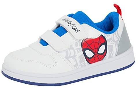 Marvel, scarpe da ginnastica da bambino, motivo Spiderman, leggere, facili da fissare, bianche, Bianco Grigio Web, 27 EU