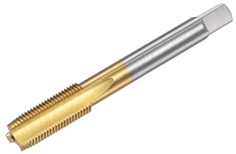 sourcing map Recto Flauta Grifos, M10 x 1 Métrico Izquierda Mano Titanio Revestido M35 Cobalto Alta Velocidad Acero Máquina Tornillo Rosca Fresado Macho