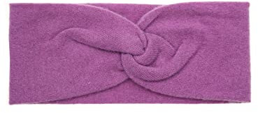 Zwillingsherz Stirnband aus 100% Kaschmir - Hochwertiges Strick-Kopfband im Uni Design für Damen Frauen Mädchen - Wolle - Ohrenschutz - Haarband - warm und weich für Frühjahr Herbst und Winter - lila