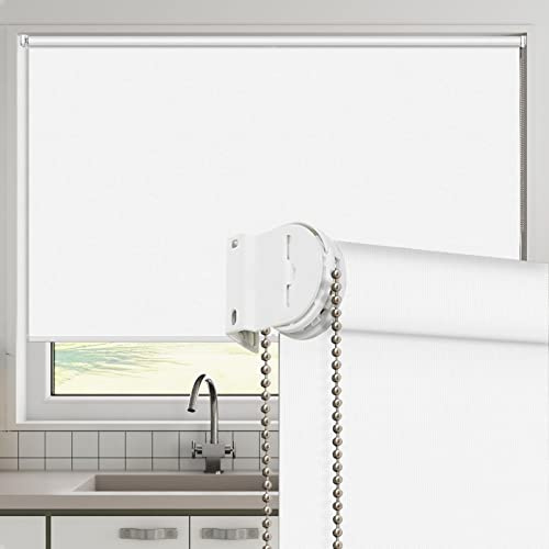 Made to Order 100% Blackout White Window Roller Shades Blinds, Easy Installation for Home and Office