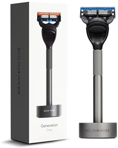 Bolin Webb Generation Razor & Stand – Luxus-Rasierer für Herren mit Gillette Fusion 5 Klingen, hochwertiger Aluminium-Rasierer für eine glatte Rasur ohne Irritationen, ideales Geschenk