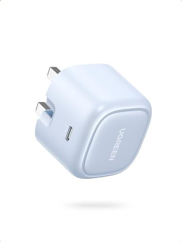 UGREEN 30W USB C Charger Nexode 30W USB C Plug PD 3.0 Fast Charging Foldable GaN Charger Compatible with iPhone 17/16/15/14/13 Series, iPad Air/Mini, Galaxy S25/S24, Pixel 9/8/7, Blue