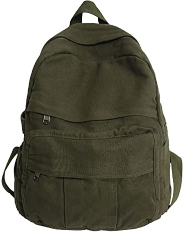 ACUYE Estetisk ryggsäck kanvas ryggsäck för kvinnor, grunge ryggsäck laptop ryggsäck lätt reseryggsäck skolväska för tonårsflickor 34 cm