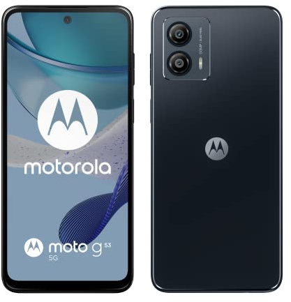 motorola Motorolo moto (g53 5G, 6.5 Inch 120 Hz Display, 50 MP Camera, Dolby Atmos Stereo Speakers, 5000 mAh Battery, TurboPower Charging, 5G, Snapdragon 480+ Processor, 4/128 GB), Ink Blue (Renewed)