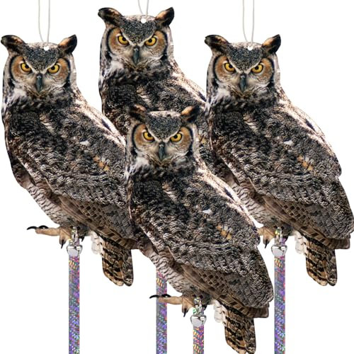 Kungfu Mall Taubenabwehr Balkon, Vogelabwehr, Vogelschreck, Taubenschreck, Vogelscheuche Garten Spatzenabwehr Tauben Vertreiben, Vogel Abschreckung Mit Vogelband, Raben Attrappe, 4 Stück Karton Pappe