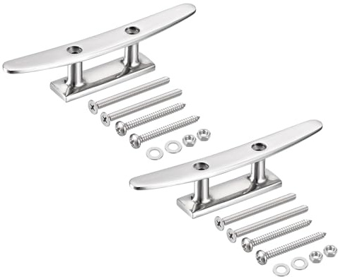 Uxcell Boat Cleat Open Base 6 Inch, 2 Pcs 316 Stainless Steel Dock Cleat for Kayak Boat, Yachts, and Fishing Boats, Include Installation Screws