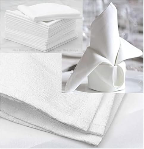 Cloth Napkins Cotton | White | Set of 4 | Large Size – 50 x 50 cm | Reusable Dinner Napkin, Hotel Quality Fabric for Home & Events. Ideal for Restaurant, Weddings and Parties | Heavy Weight Fabric