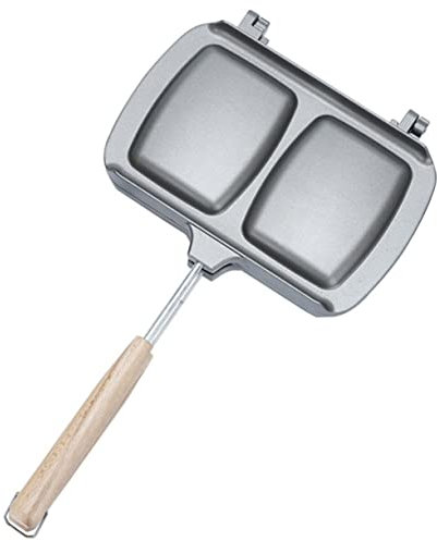 COLLBATH Padella Doppia Antiaderente Per Panini Da Cucina Pressa Da Fornello, Teglia Per Colazione Domestica Manico Ergonomico, Adatta Per Toast, Waffle e Uova