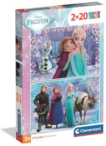 Clementoni - Puzzle per Bambini 2x20 Pezzi Supercolor, per Bambini 3+ Anni, Illustrazione con Personaggi Frozen 2, Idea Regalo, Made in Italy, 27x18 cm, 24825