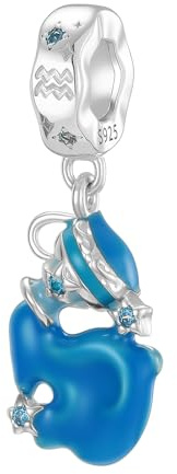 Jokmeo 925 Sterlingsilber 12 Sternzeichen Wassermann Perle, kompatibel mit Pandora sowie europäischen Armbändern und Halsketten, passend für Frauen und Mädchen.