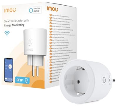 IMOU CE2P Smart Plug, Enchufe WiFi 16A con Monitorización de Energía, Monitor de Consumo Eléctrico, Certificado MATTER, Control Remoto por App, Compatible con Alexa & Google