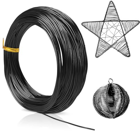 Basteldraht 1 mm X 30 m, Handgefertigter Draht zum Basteln Aluminium, Schwarz Aludraht für Schmuckherstellung, Diy, Bastelarbeiten