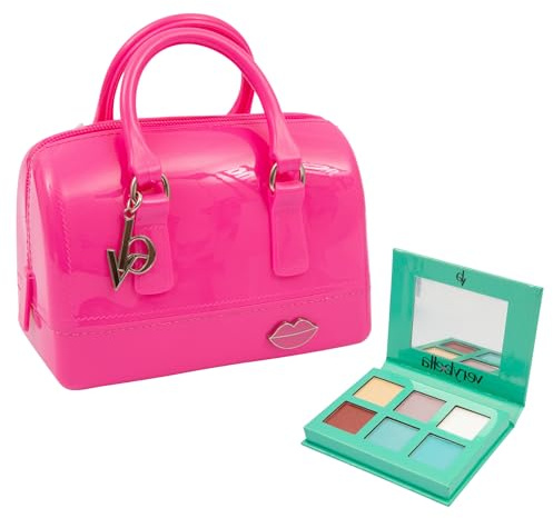 Verybella Fuchsia 6 Eyeshadow Mirror Makeup Palette Set with Handle Bag