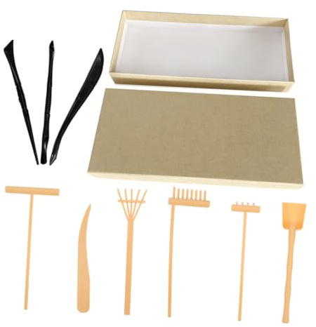 Garneck Kit de Rastrillos Diminutos para Jardín Zen 10 Piezas de Plástico, Diseño Artístico y Elegante para Decoración en Casa y Escritorio
