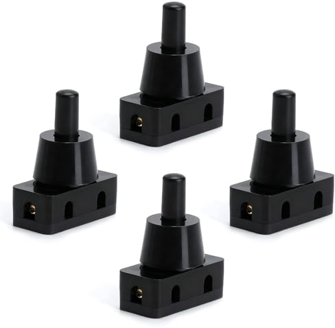 TNSLAND 4pcs interrupteurs à bouton-poussoir 250V 10A IP20 pressostat intégré mini-pressostat avec écrou encastrable 1 pôle pour lampes de table appareils électroménagers meubles noir