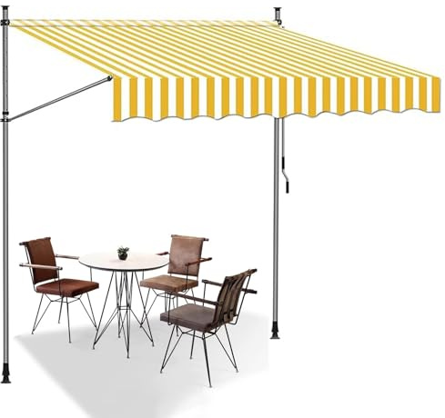 Justerbar manuell infällbar uteplatsmarkis – 2,5 x 1,2 m utomhusbaldakin för fönster och dörrar, enkel installation, design utan skruv, perfekt sol- och regnskydd, hållbar och snygg