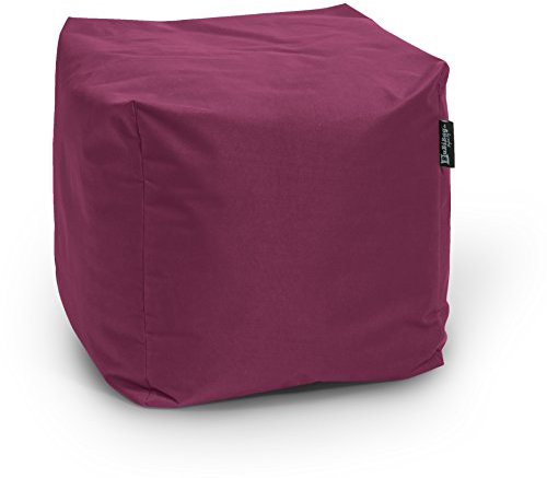 BuBiBag Sitzpouf für Outdoor Sitzsack, Fußhocker ideal für Gaming Sitzsäcke, Wetterfest, Outdoor Pouf (45x45x45cm, Weinrot)