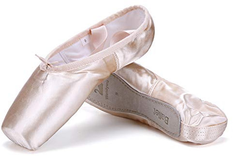 WENDYWU Professional Ballet Pointe Shoes, Pink, 7
