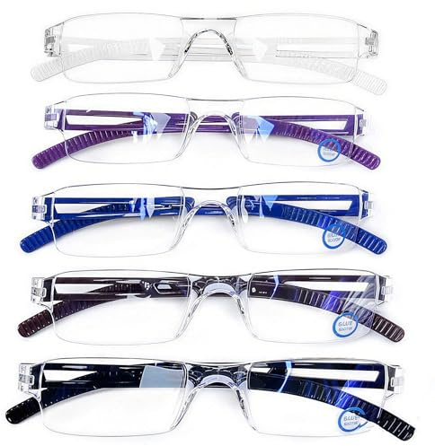 AQWANO Rimless Reading Glasses Women Men Computer Blue Light Blocking, Clear Frames Readers Anti Glare Filter Lightweight Comfort,2.5