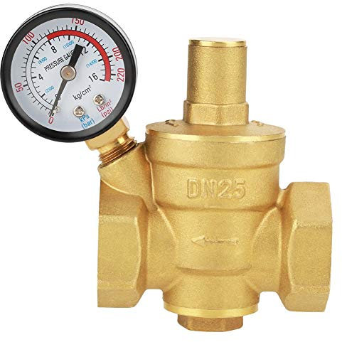 VáLvula Reductora de PresióN Dn25 LatóN Regulador de ReduccióN de La PresióN de Agua Ajustable Reductor + Medidor de Medidor