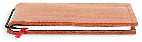 X17-A6 Notizbuch/Personal Organizer | 9 mm dünn | braun cognac, aus Leder. Nachfüllbar. Notizheft (kariert 2,5mm) mit Doppeltasche, Made in Germany.