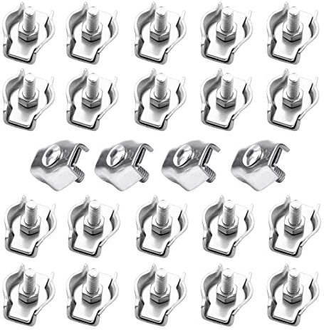 SyiXute 24 Stück M3 Drahtseilklemme,Simplex Klemme für 3mm Drahtseile,Edelstahl Seilklemme zur Befestigung von Stahldrahtseilen und Kabelseilen
