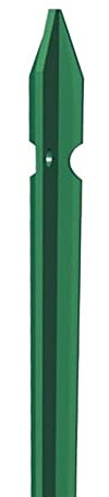 La zappa Estaca de valla de acero en T con agujeros para fijación de malla de alambre soldada (175 cm, Plastificado Verde)