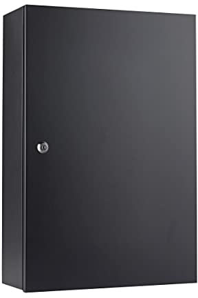safes uk Keycab 98 Key Cabinet Wall Mounted Safe Key Storage up to 98 Keys With Easy to Use Key Lock Lockable Metal Cupboard Box Black