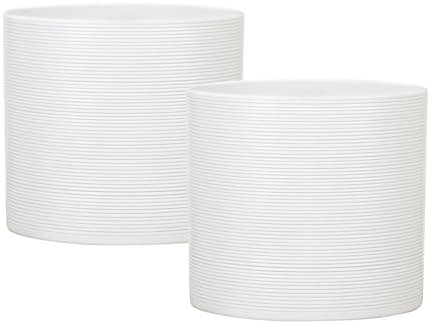 Scheurich Blumentopf 2er Set aus Keramik, Farbe: Panna, 14 cm Durchmesser, 13 cm hoch, 1,5 l Vol.