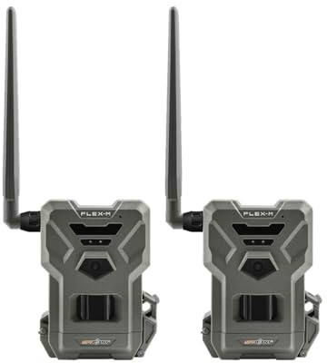 SPYPOINT Flex-M Twin Pack Cellular Trail Cameras | Best Value in Hunting Accessories | GPS-Enabled | Night Vision | Dual-Sim LTE | IP65 Waterproof | 28MP Photos, 720p Videos + Two LIT-22