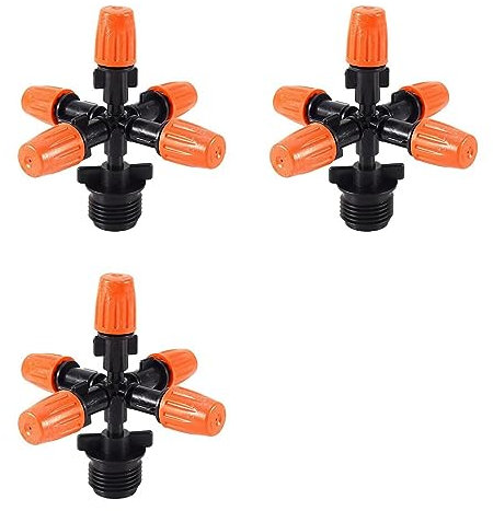 3 aspersores de jardín de riego automático para césped y césped, círculo de 360 grados, aspersor de agua, 5 boquillas, manguera de jardín
