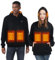 WUEAOA Beheizbarer unisex hoodie Mit 10000 mAh Akku, Beheizbare Jacke 3 Temperaturstufen 6 Heizzonen Maschinenwäsche, Vollständig beheizter Sweatshirt Schwarz L