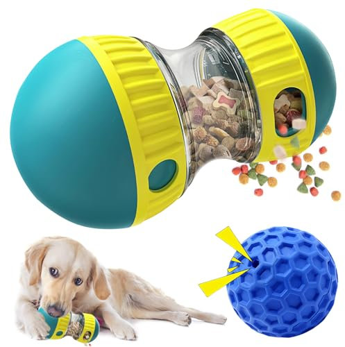 WIYETY 2-teiliges Set Rolling Feeder Hundespielzeug, Rollender Leckerli Spender, Interaktives Hundespielzeug, Haustier Langsamfütterer, Futterball für Hunde, Slow Feeder für Hunde Spielzeug (Cyan)