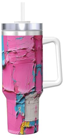 Conditioning Art - Borraccia termica a doppia parete in acciaio INOX, con manico e coperchio con cannuccia, 1,18 l, colore: Multicolore