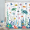 Bonhause Duschvorhang Cartoon Meerestiere Kinder Ozean Unterwasser Fisch Duschvorhänge 180 x 180 cm Anti-Schimmel Wasserdicht Polyester Stoff Waschbar Bad Vorhäng für Badzimmer mit 12 Haken