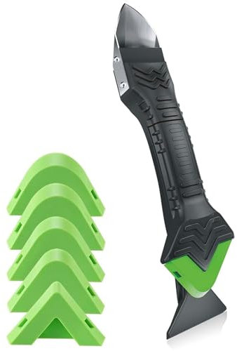 Rascador de vidrio de plástico, herramienta de acabado sellador, calafateo de bañera con cabeza inoxidable, removedor de calafateo de vidrio, rascador angular para baño, cocina, suelo, ventana, junta